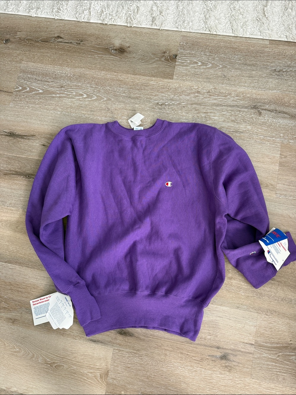 Champion Purple Crewneck Sweatshirt with Embroidered Logo